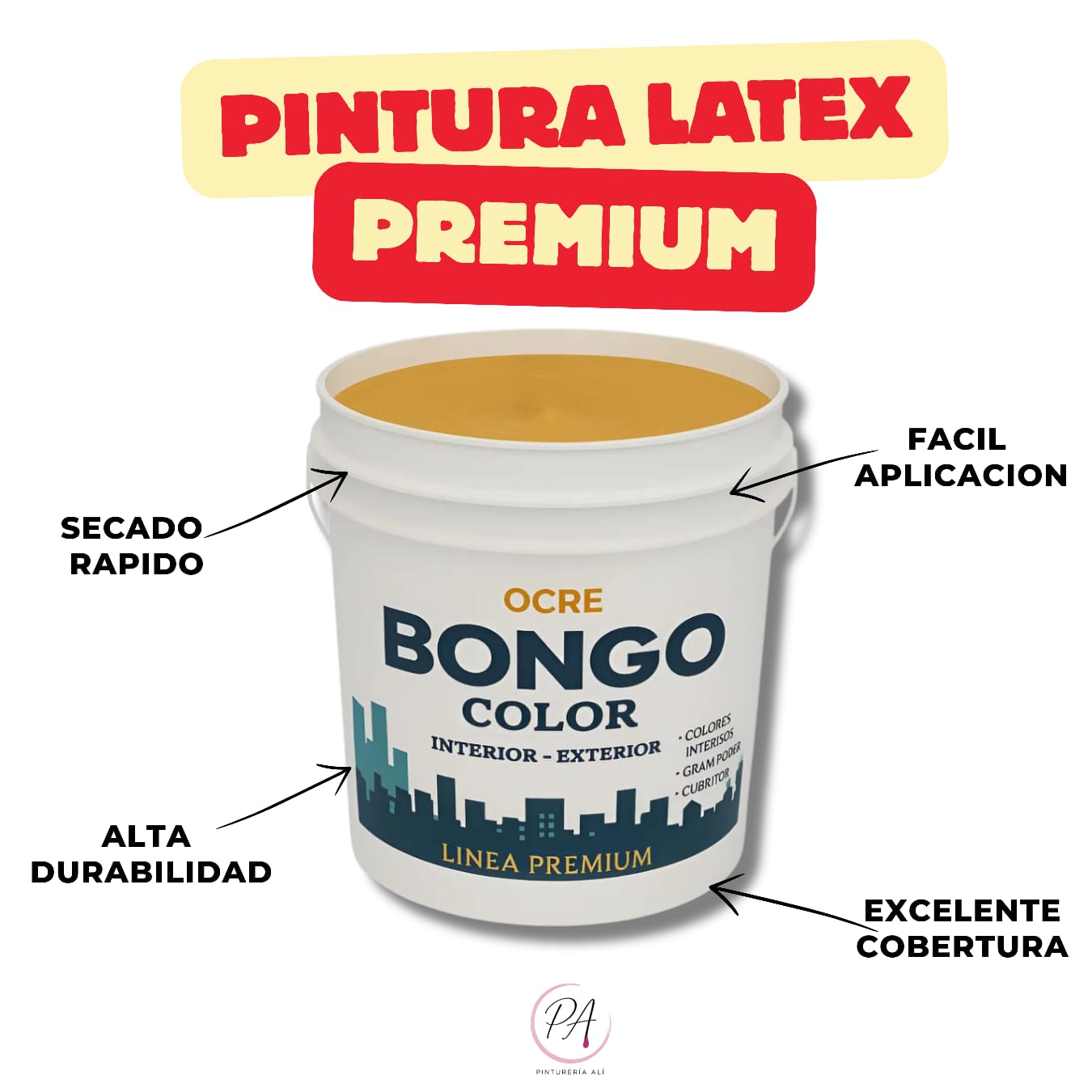Pintura Látex Premium Bongo Color – Interior y Exterior | 30 Colores | 4 L y 10 L